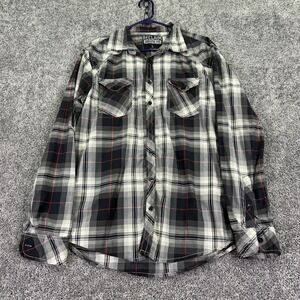 Reclaim Shirt Mens Large Gray Plaid Long Sleeve Button Up Athletic Fit Casual